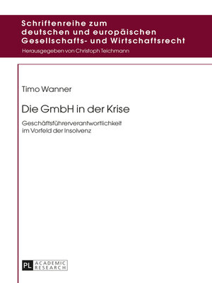 cover image of Die GmbH in der Krise